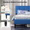 Costway Queen Upholstered Platform Bed Mattress Foundation Button Tufted Headboard Blue/Grey